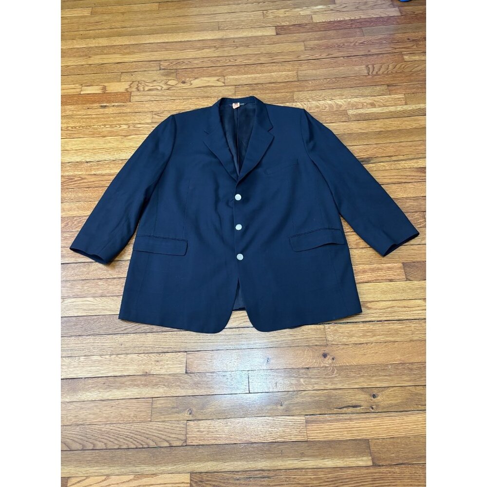 Coppley Mens Blazer Jacket Size 50R Navy Blue 100% Wool 3 Button Sport Coat